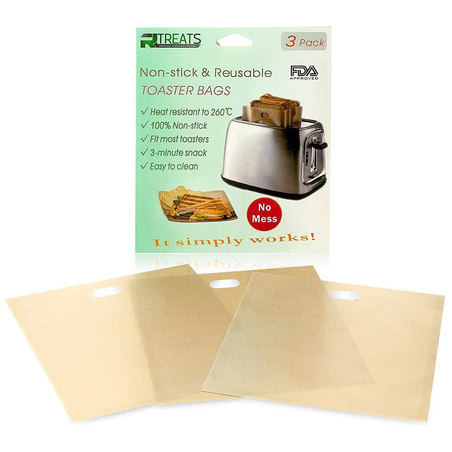 12-Pack: RL Treats Non Stick Reusable Toaster Bags for Sandwich and Grilling