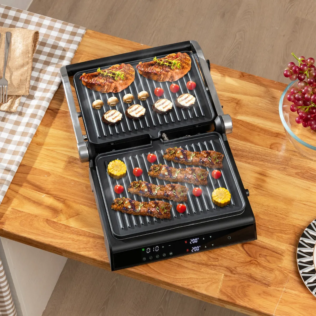 1200W Non-Stick Electric Grill with Adjustable Temperature