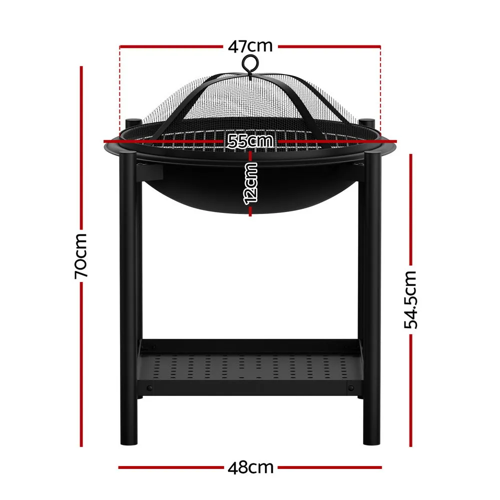 2-in-1 Heat-Resistant Fire Pit BBQ Grill, Steel - Grillz