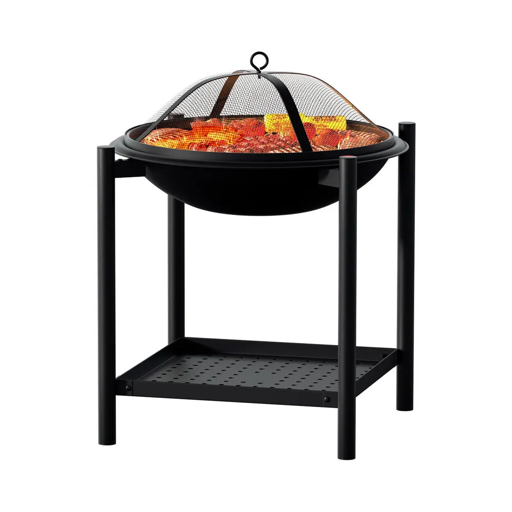 2-in-1 Heat-Resistant Fire Pit BBQ Grill, Steel - Grillz