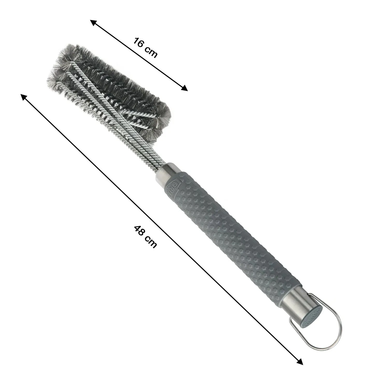 2255 3-head Grill Brush with Stainless Steel Bristles and Soft-Grip Handle