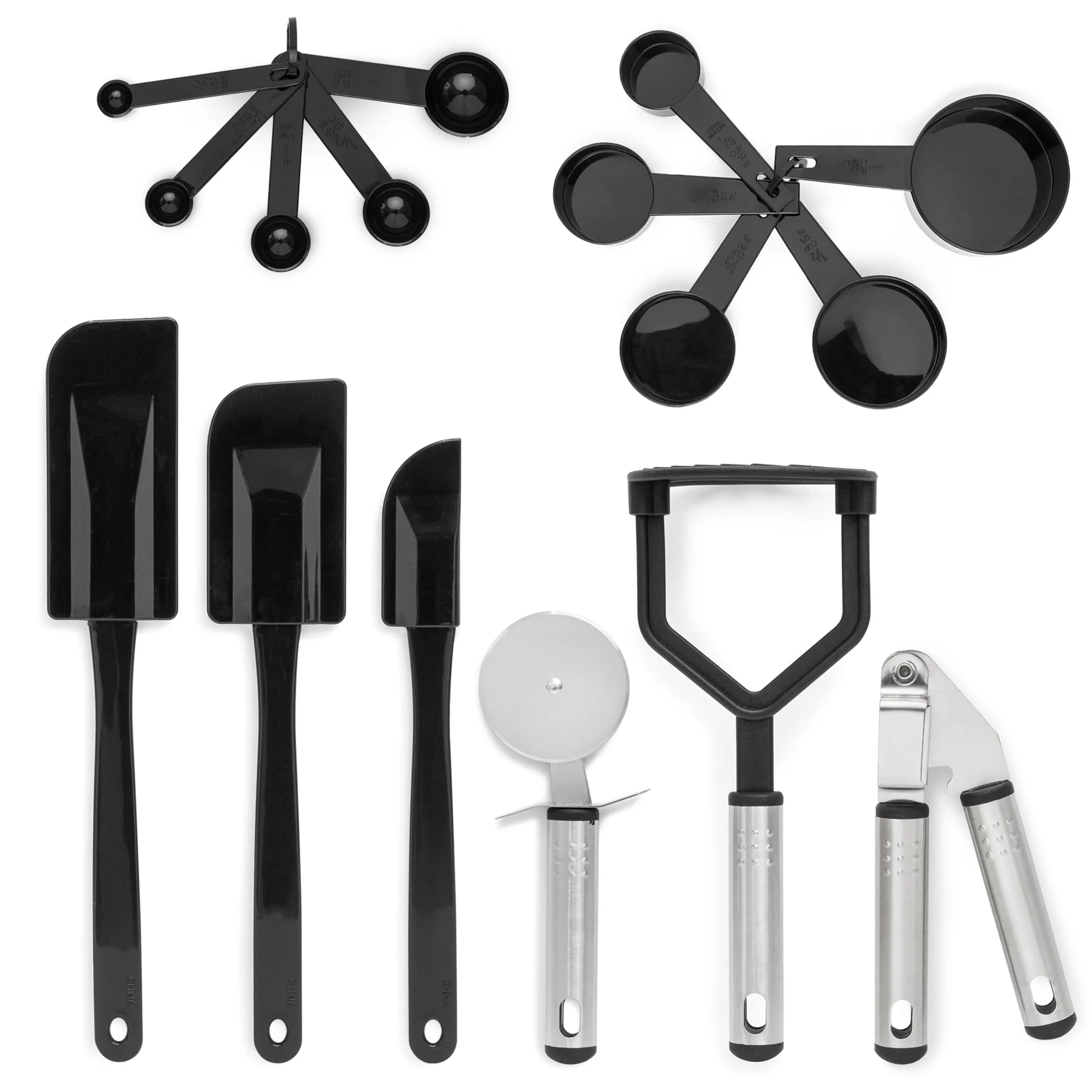 39-Piece Stainless Steel and Nylon Cooking Utensil Set - Black/Silver