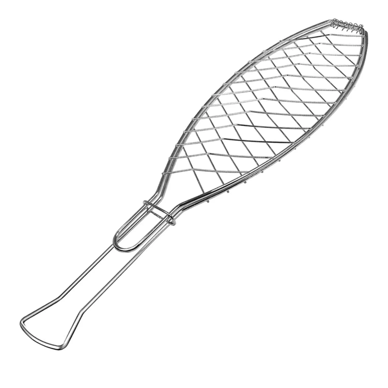 5111 Stainless Steel BBQ Barbecue Fish Grill Net Basket, Standard, Silver