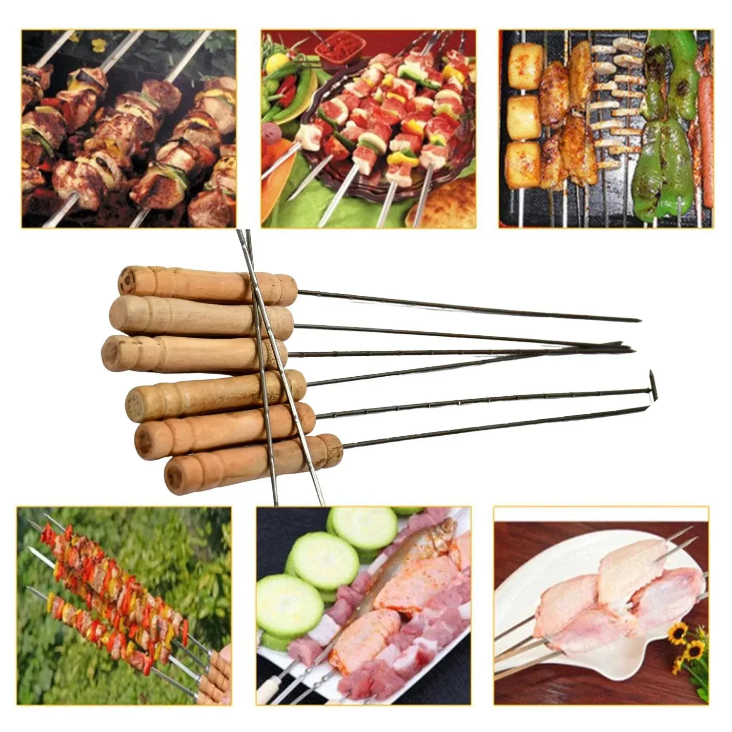 7118 Barbecue Skewers for BBQ Tandoor, Grill (Pack Of 12)