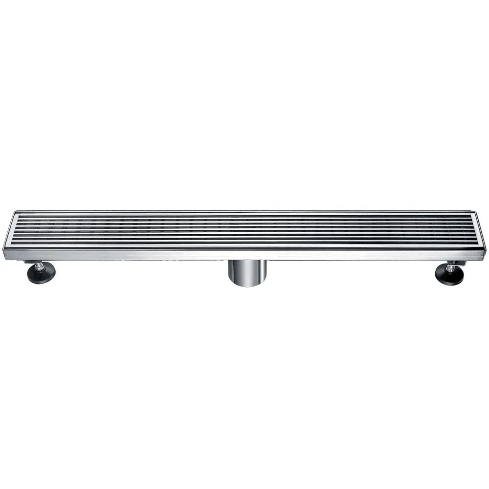 ALFI ABLD24D 24" Modern Stainless Steel Linear Shower Drain with Groove Lines