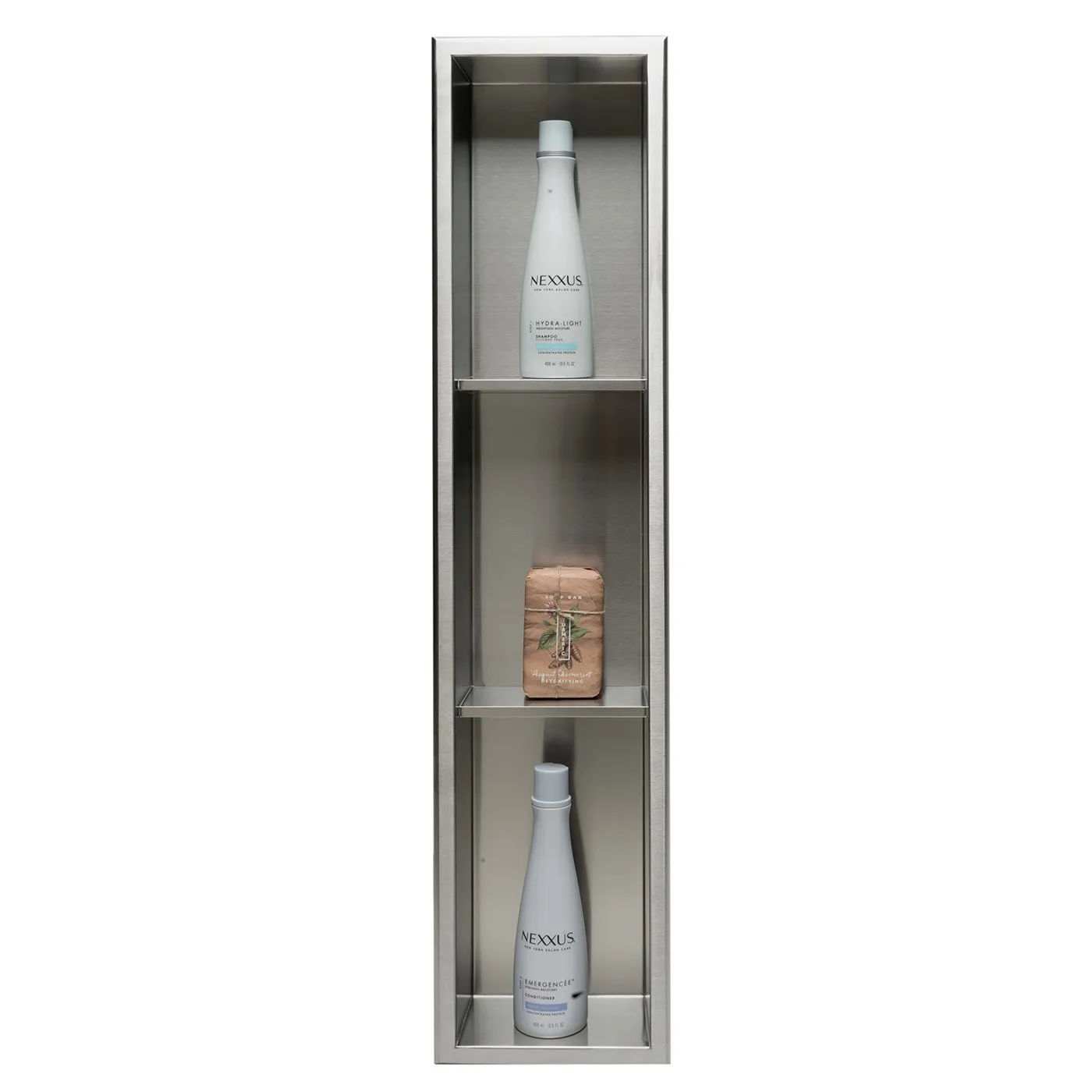 ALFI ABN0836-BSS 8 x 36 Brushed Stainless Steel Vertical Triple Shelf Bath Shower Niche