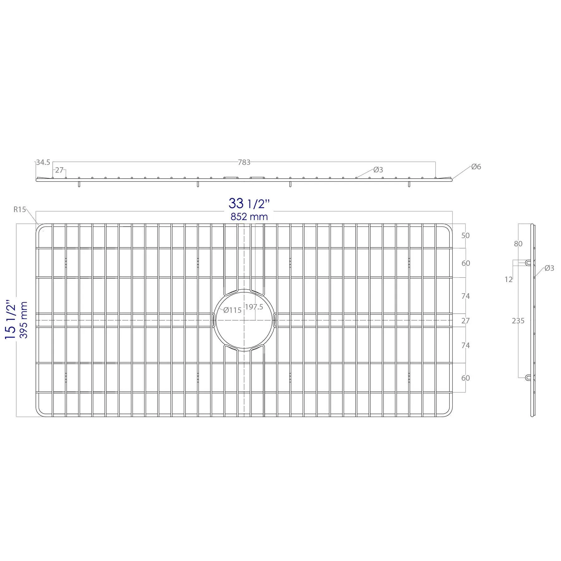 ALFI Brand ABGR36 Solid Stainless Steel Kitchen Sink Grid for ABF3618 Sink