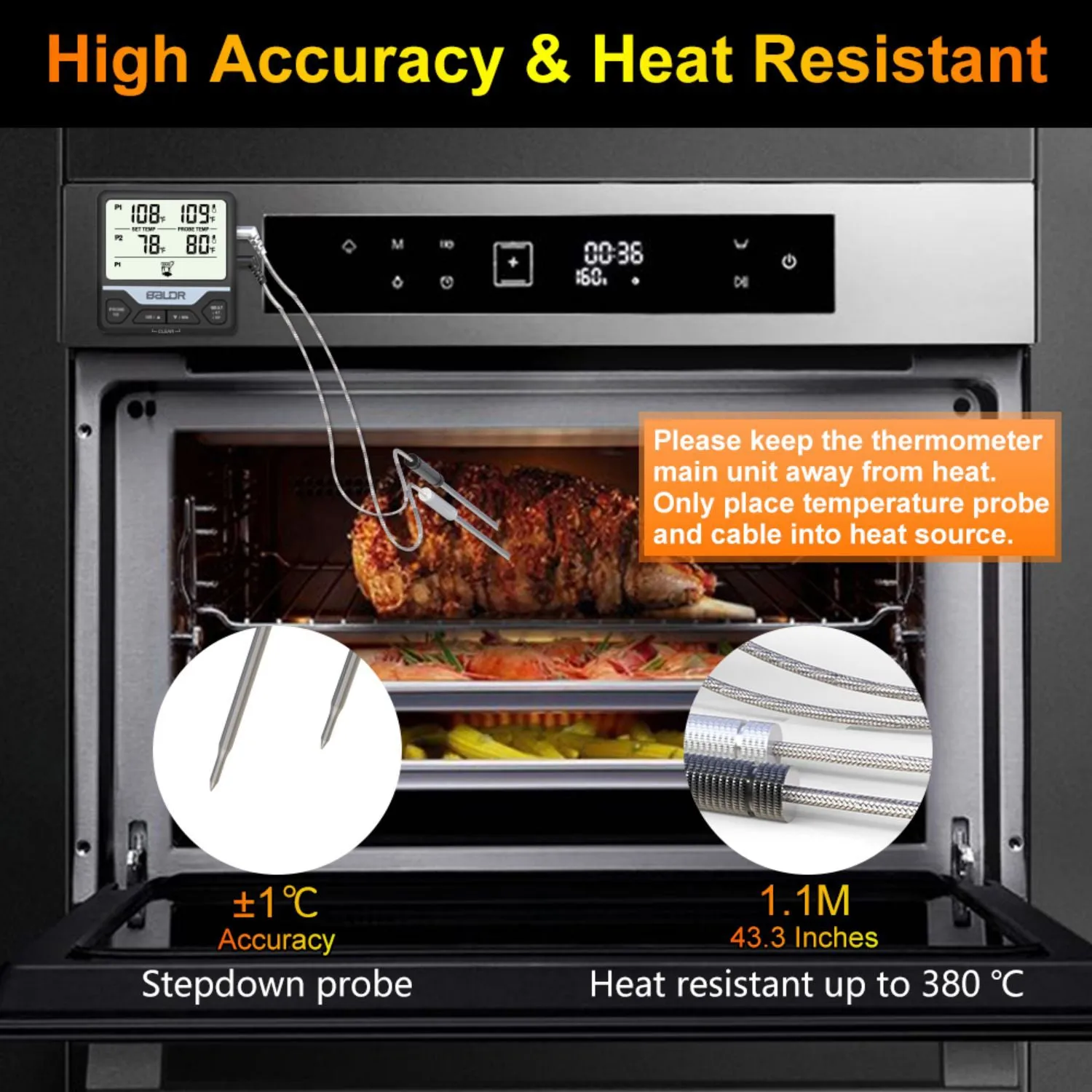 BALDR Dual Probe Digital Cooking Thermometer