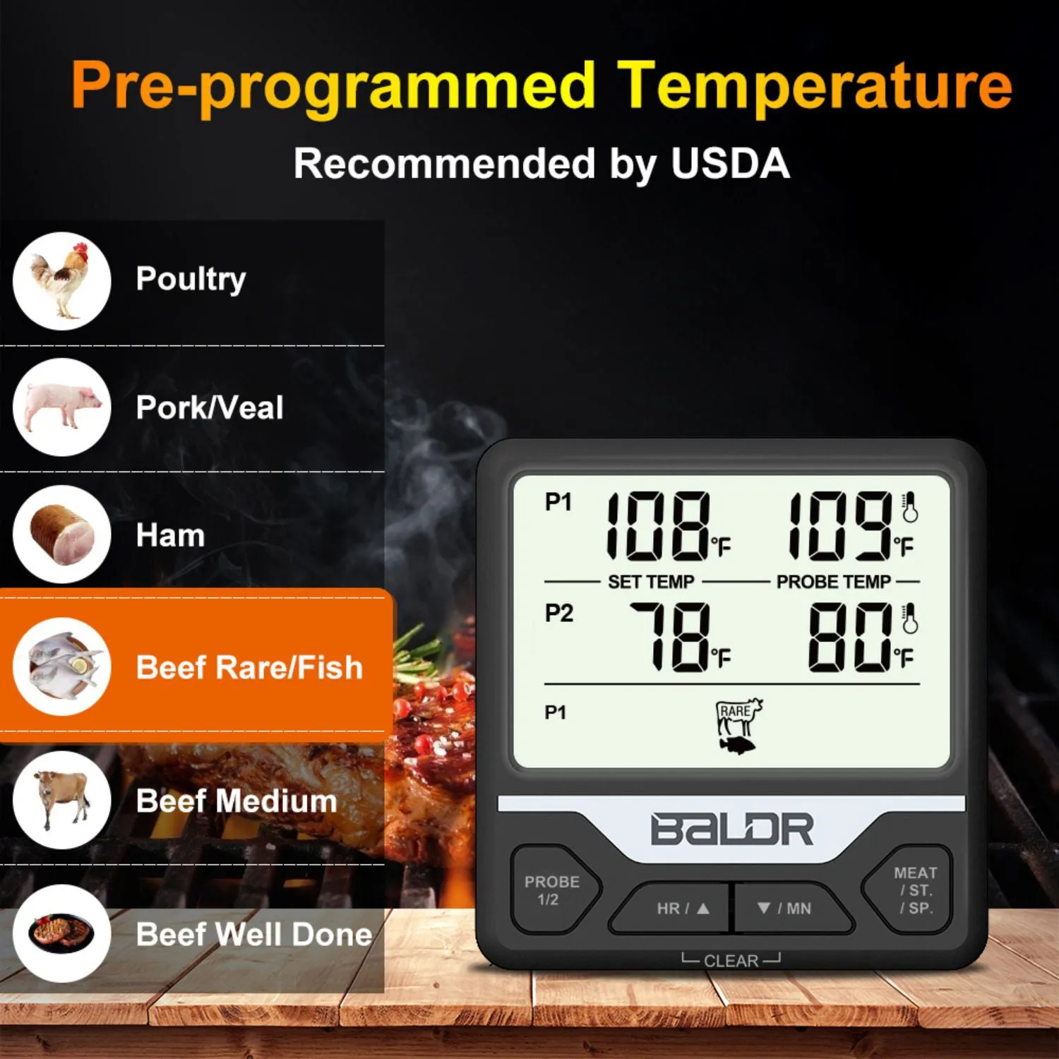 BALDR Dual Probe Digital Cooking Thermometer