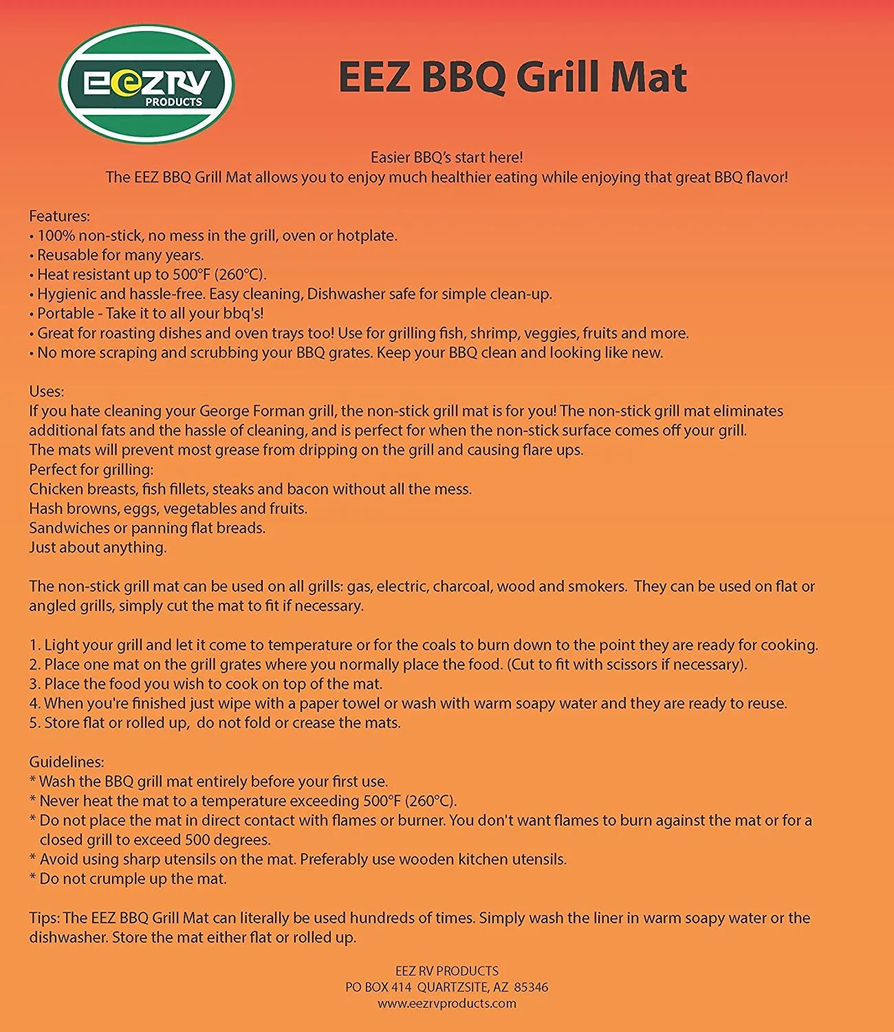 BBQ GRILL MAT - Make Grilling Easy! (EEZ BBQ GRILL MAT)