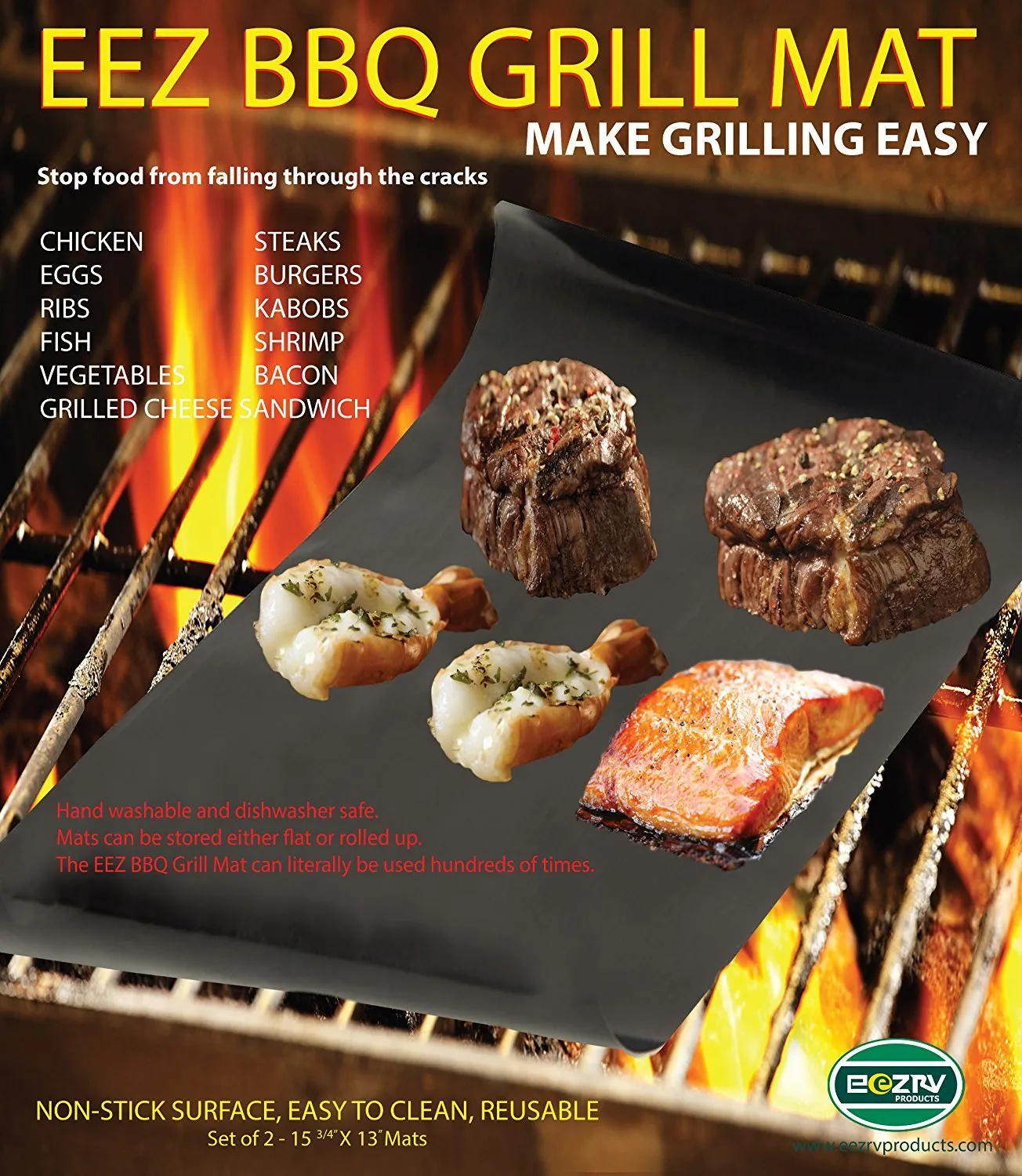 BBQ GRILL MAT - Make Grilling Easy! (EEZ BBQ GRILL MAT)