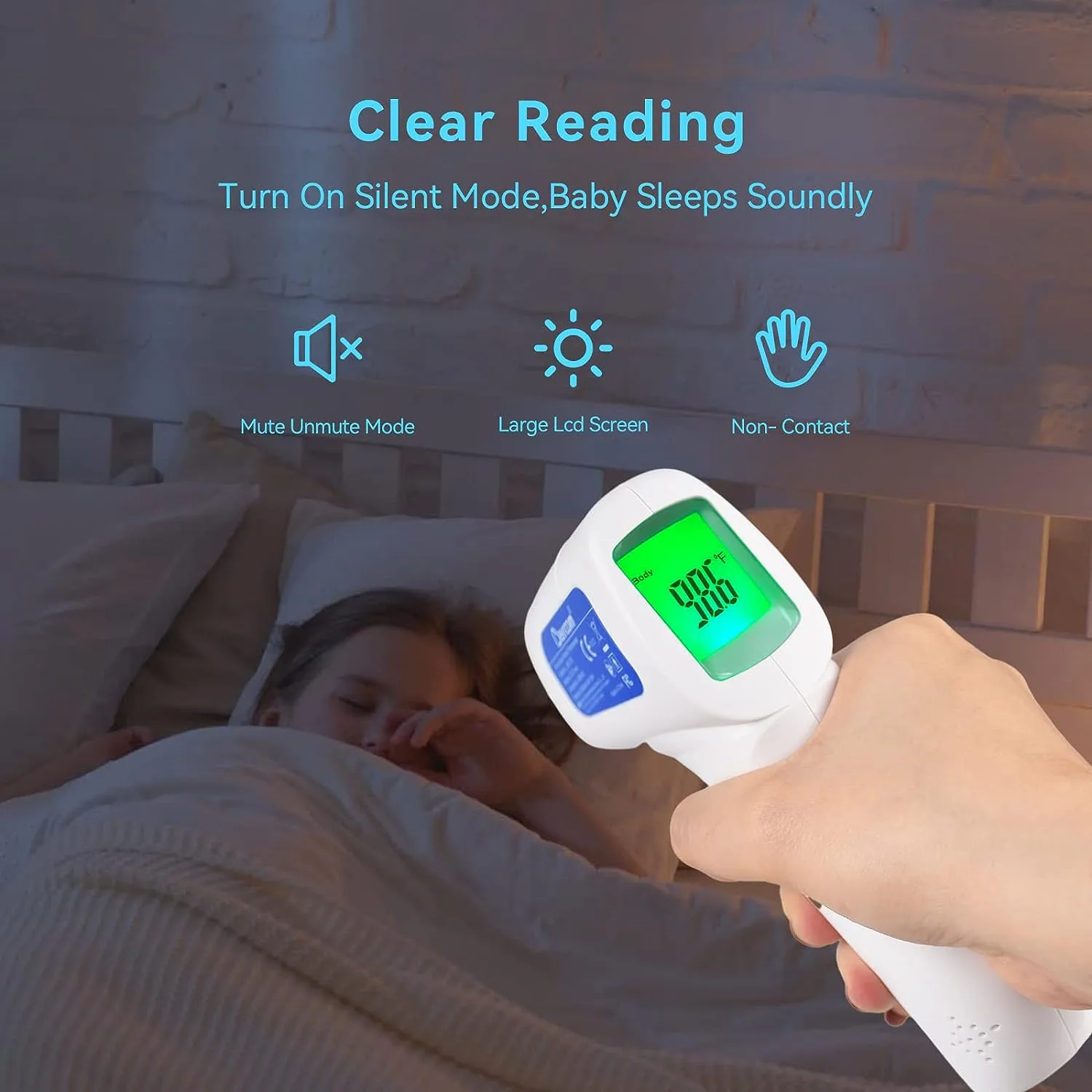 Berrcom 3-in-1 Non-Contact Infrared Forehead Digital Thermometer With Fever Warning