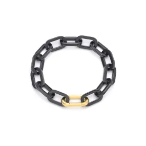 BG200BG B.Tiff Gold Clasp High Polish Paperclip Anodized Black Stainless Steel Bracelet