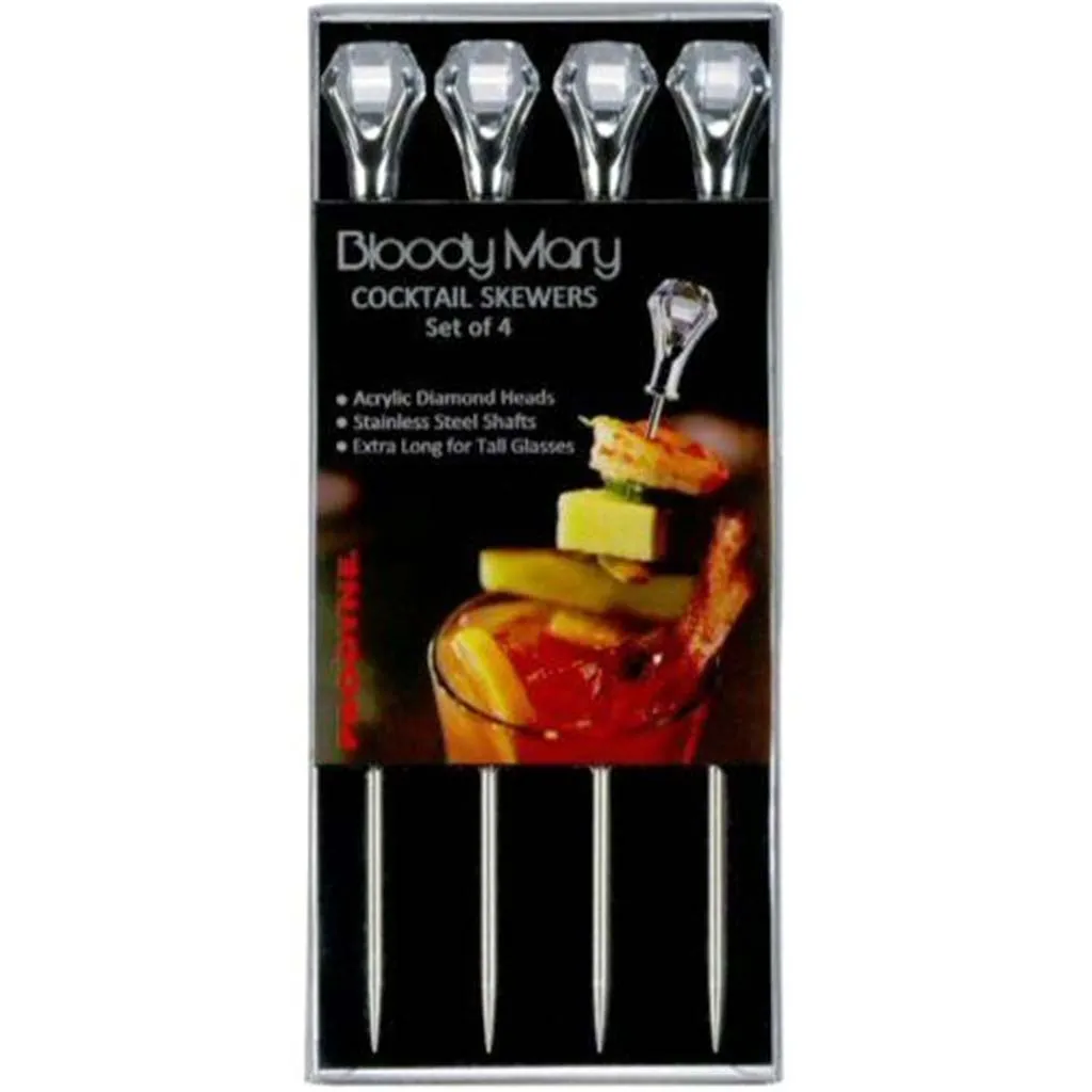 Bloody Mary Skewers-Clear Diamond Heads Set of 4