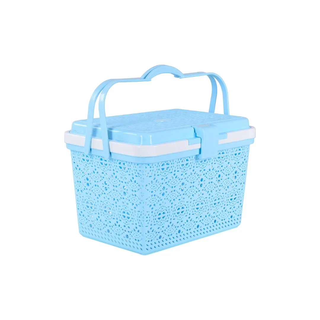 Blue Multipurpose Flower Plastic Picnic Basket