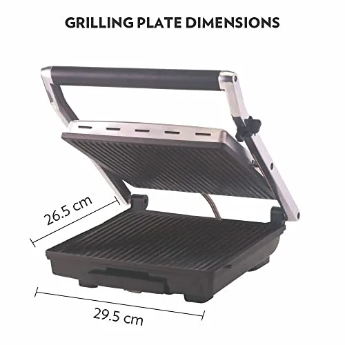 Borosil Super Jumbo 2000-Watt Grill Sandwich Maker, Black