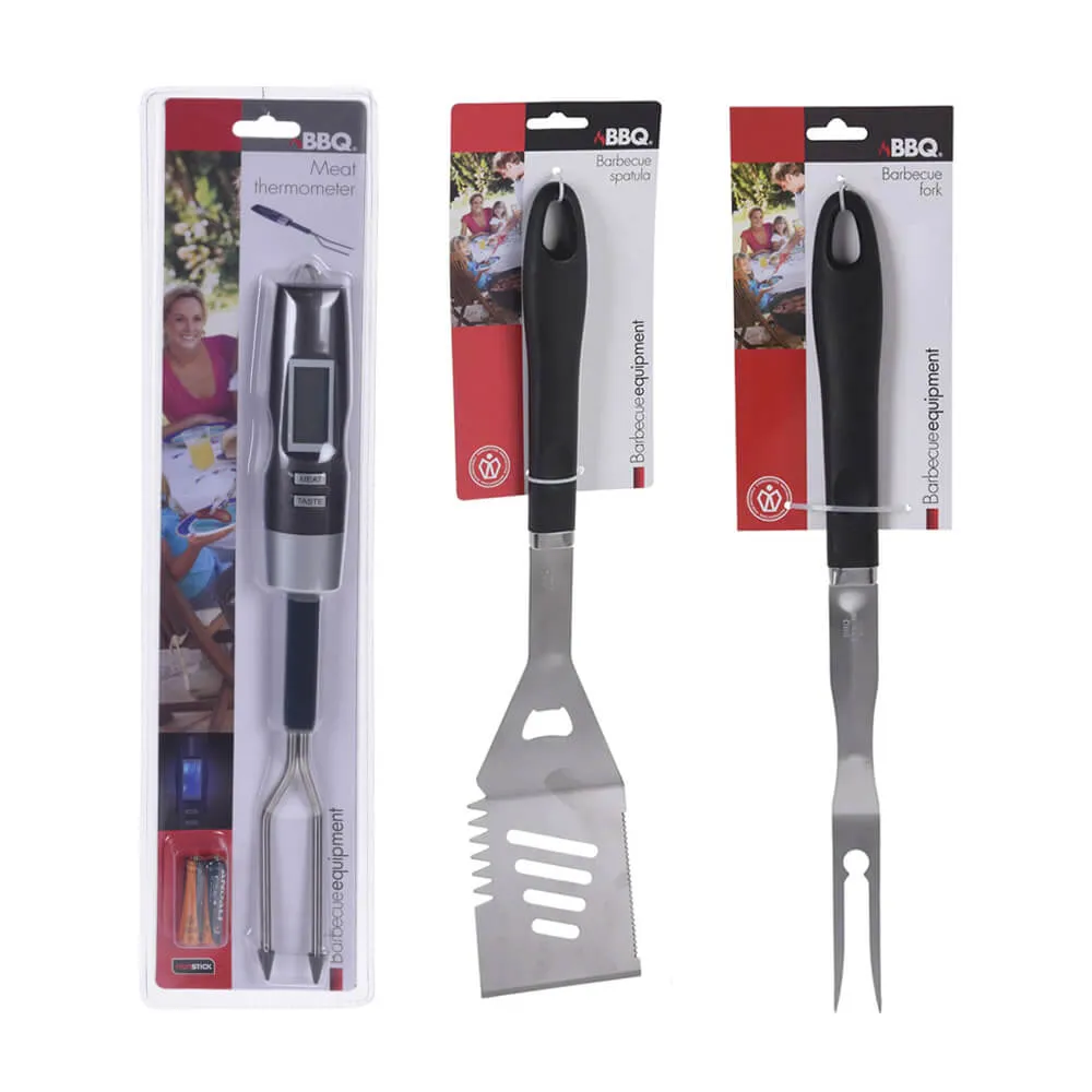 Braai Tool Set of 3 - Thermometer, Spatula and Fork