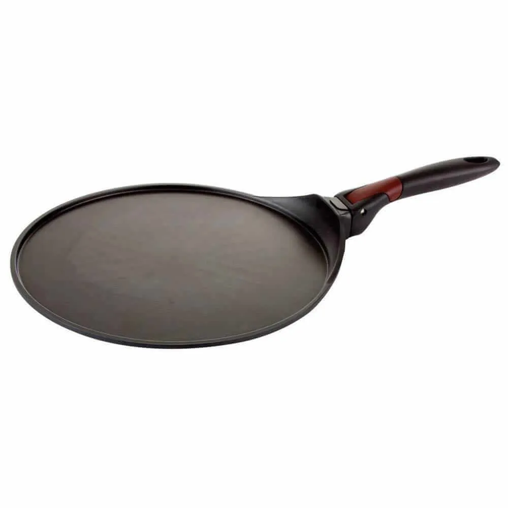 Click Space Saver 30 cm Non-stick Dosa Tawa, Induction Bottom, Foldable Handle, Aluminium, 4mm, 2 Years Warranty, Black