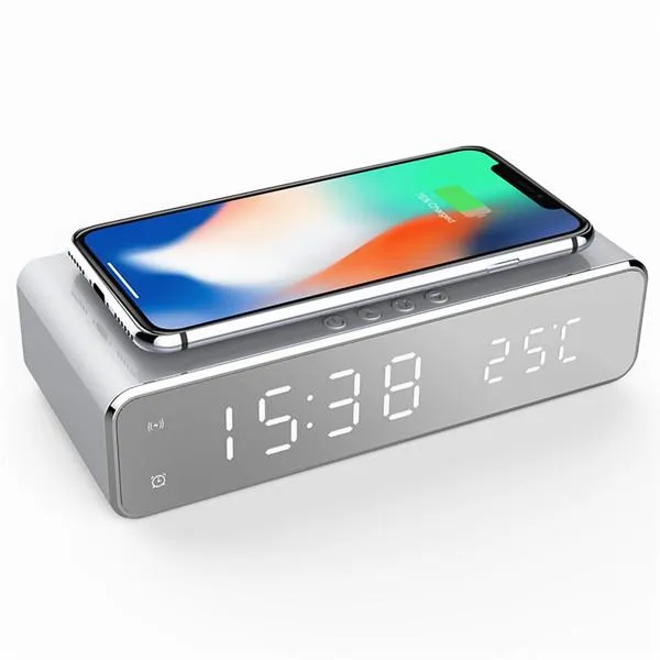 Digital Clock with Wireless Charging