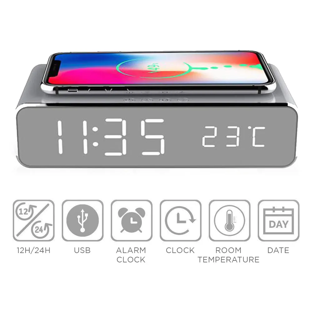 Digital Clock with Wireless Charging