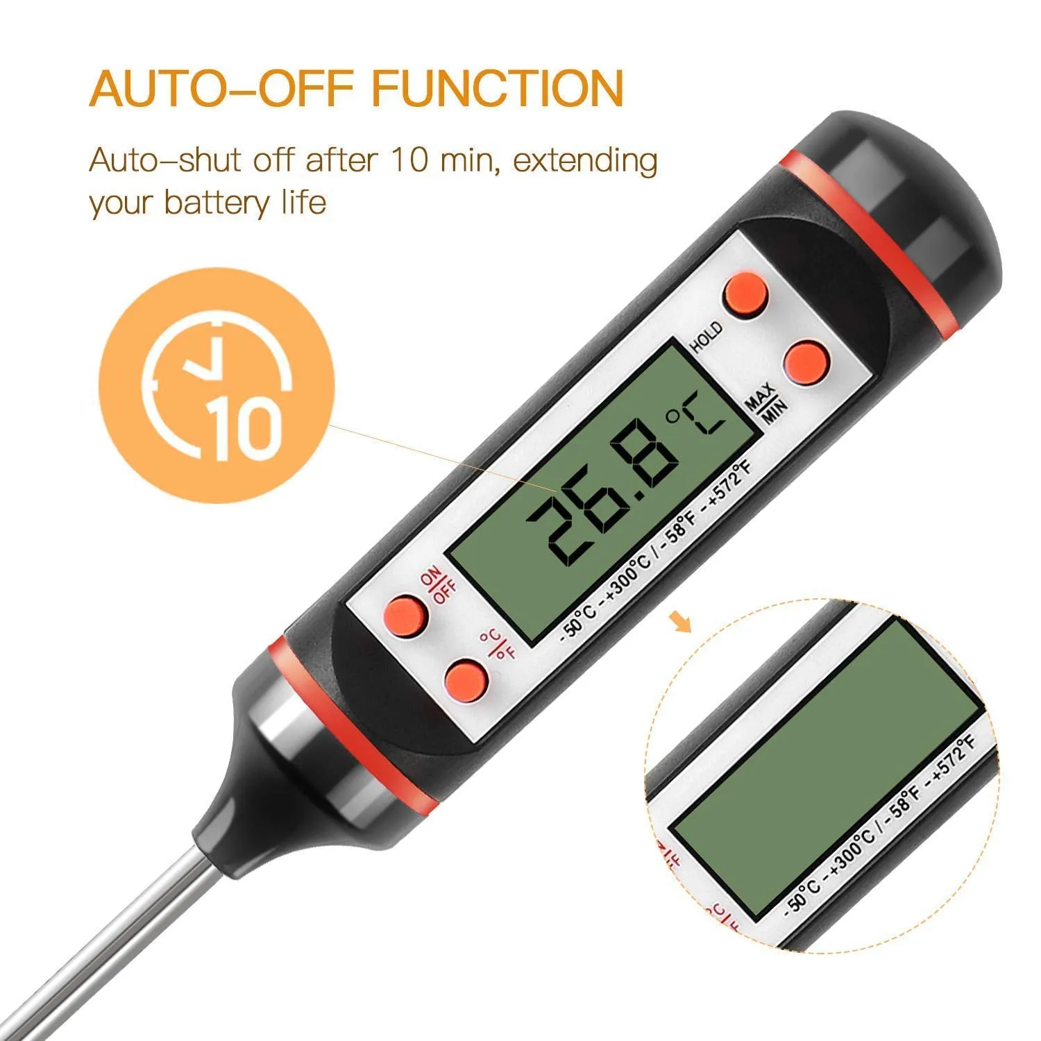 Digital Multi-Functional with Instant Read Cooking Thermometer With auto turnoff function Best Digital Thermometer for All Food, Grill, BBQ and Candy