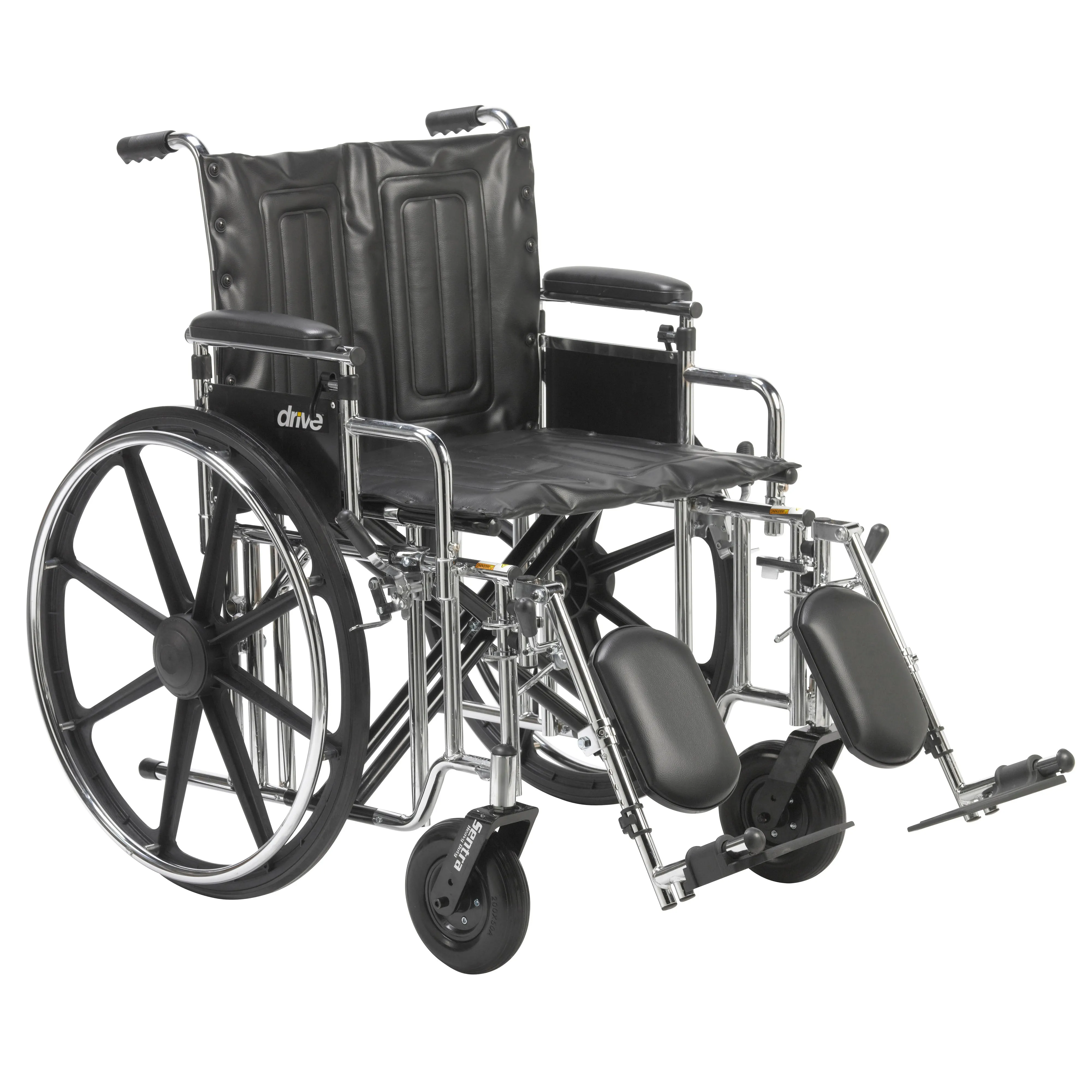 Drive Medical std20adda-elr Sentra Extra Heavy Duty Wheelchair, Detachable Adjustable Height Desk Arms, Elevating Leg Rests, 20" Seat