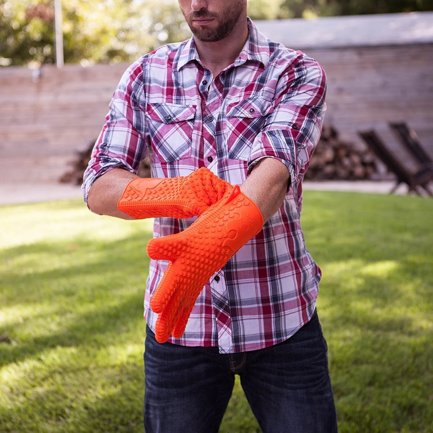 Ekogrips BBQ Oven Gloves | Best Versatile Heat Resistant Grill Gloves | Lifetime Replacement | Insulated Silicone Oven Mitts For Grilling | Waterproof | Full Finger, Hand, Wrist Protection | 3 Sizes