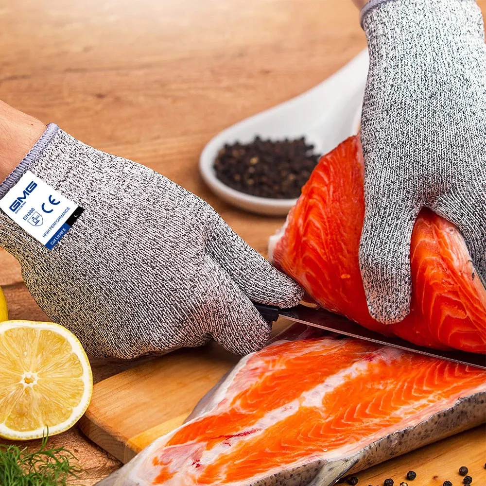 Fishing Anti Cut Gloves GMG Non-slip HPPE EN388 ANSI Anti-cut Level 5 Safety Work Gloves Cut Resistant Gloves For Kitchen Garden