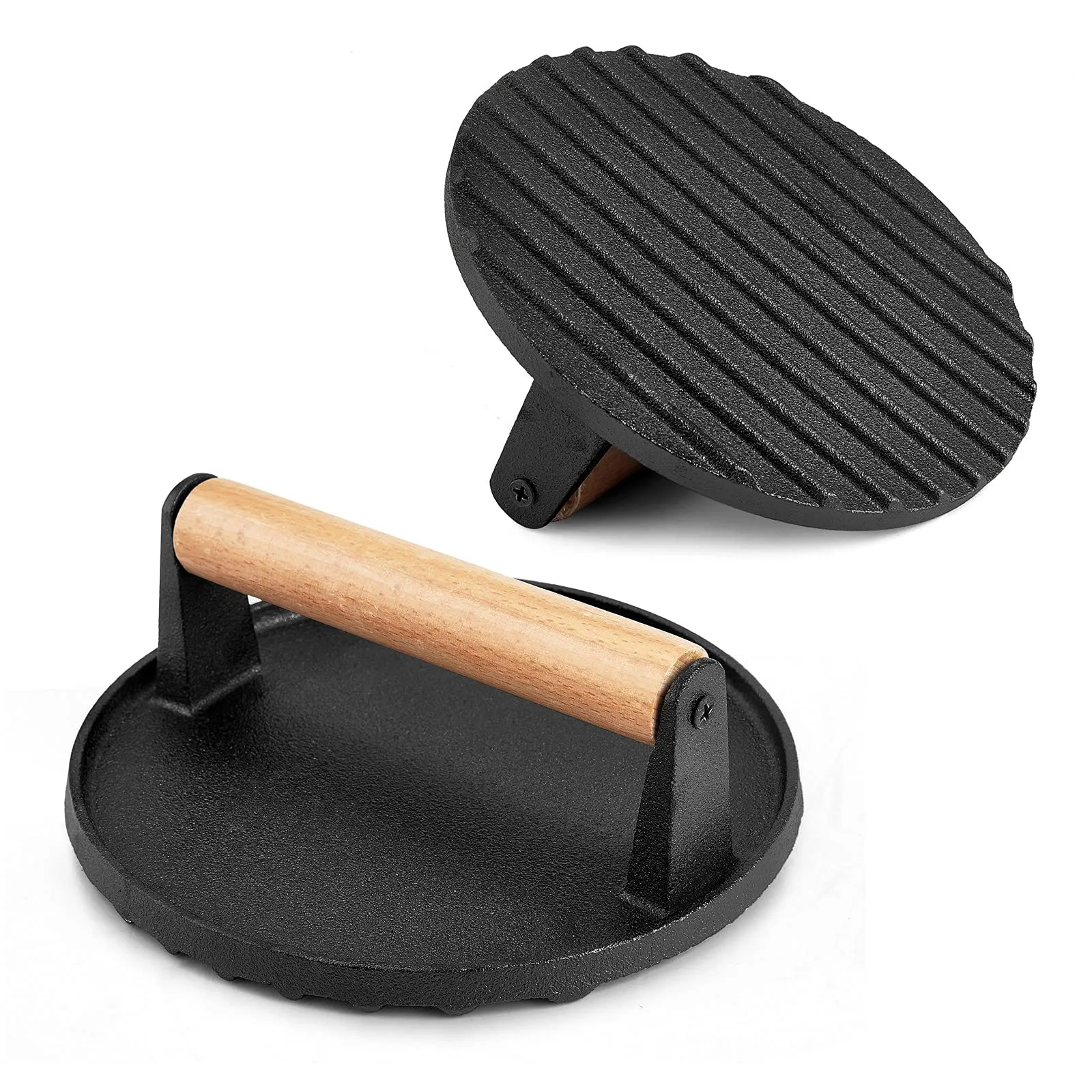 Heavy Duty Pre-Seasoned Cast Iron Grill Press Set