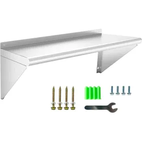 HOCCOT Wall Stainless Steel Shelf 12 x 36”, 270 lb Metal Shelf, Wall Mounted Food Service Storage Rack Shelves