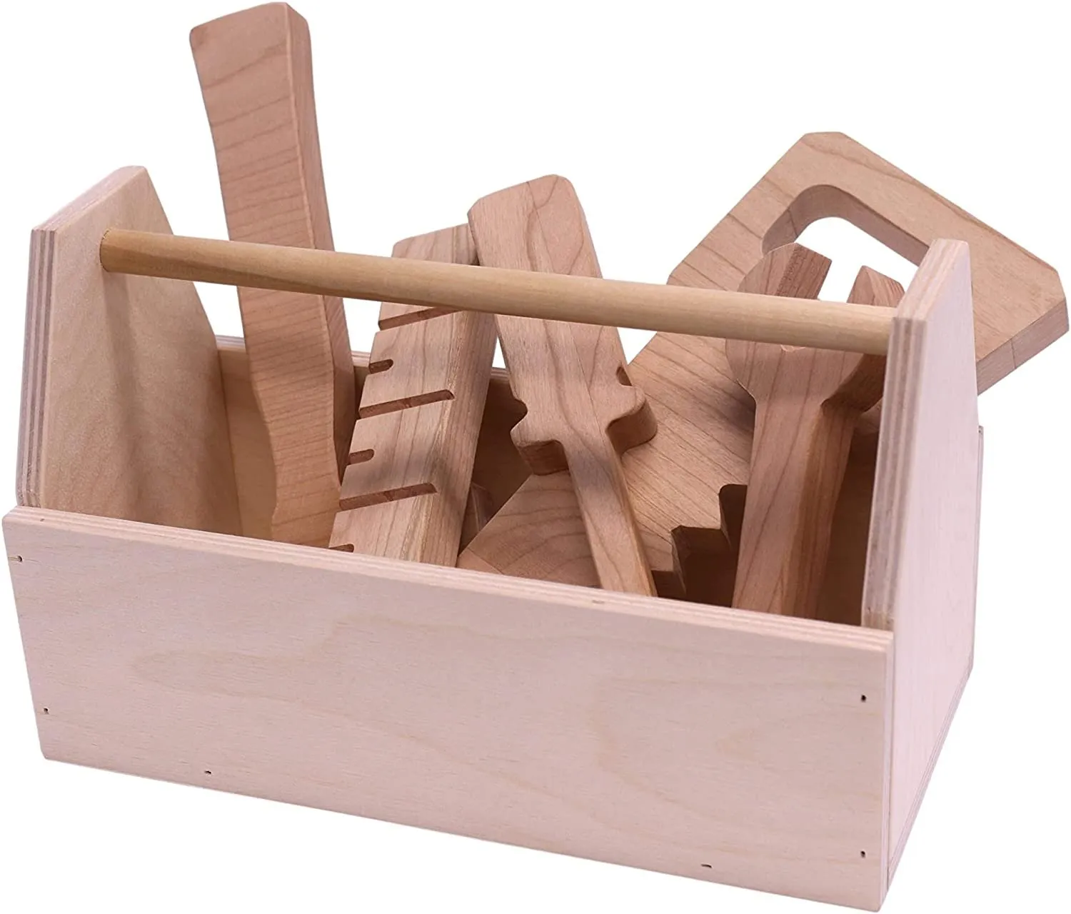 Kid's Play Tool Box Toy Set, 6 Piece Wooden Toy Tool Set