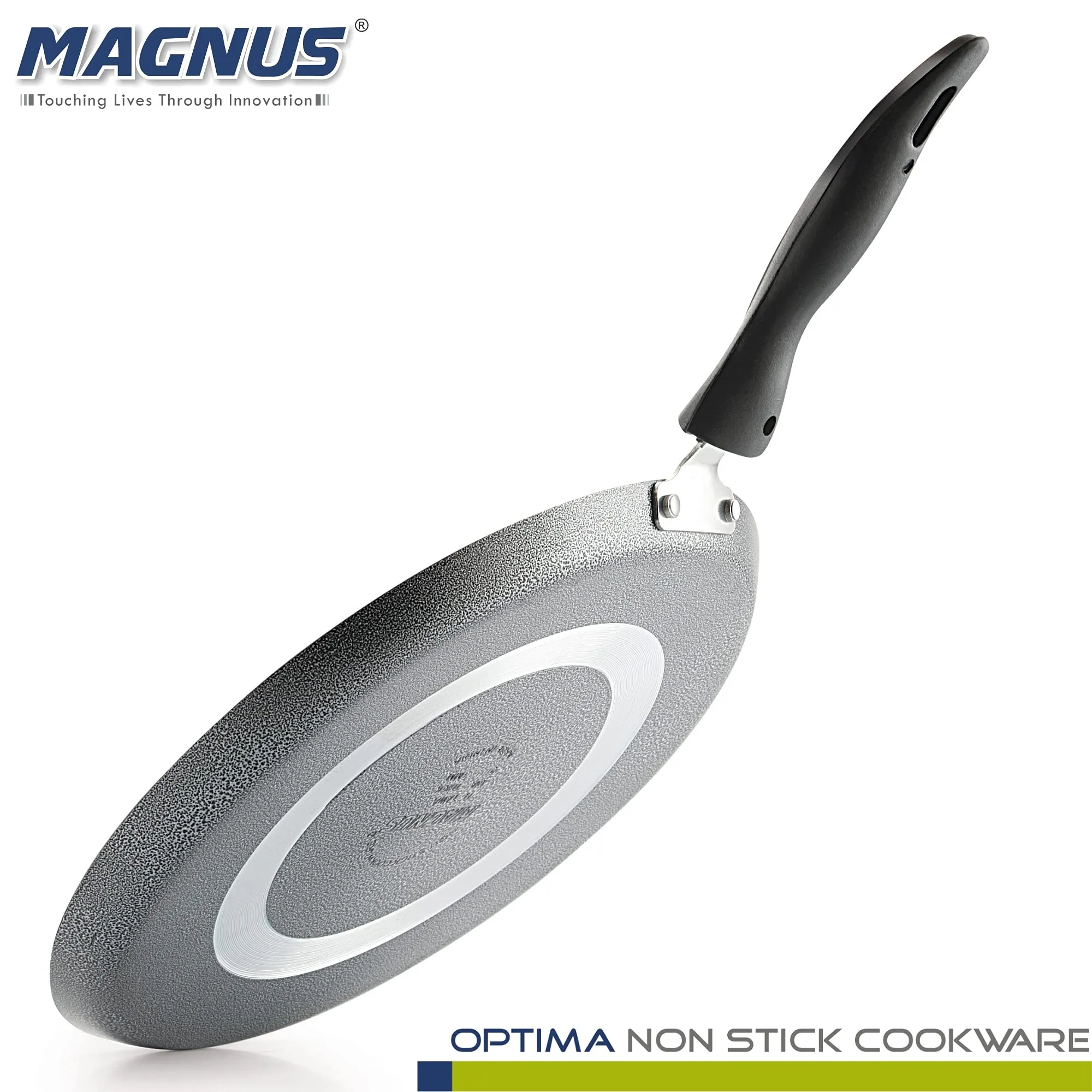 Magnus Optima Non-Stick Aluminum Dosa/Roti Tawa, Gas Stove Compatible,275 mm, 3 mm Thickness, (Grey & Black)