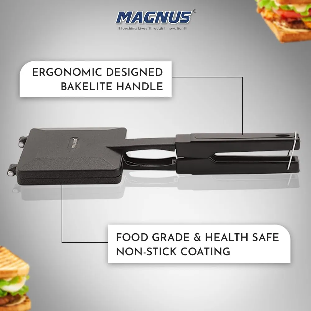 Magnus Optima Non Stick Grill Crispy Toaster for Gas Stoves - Quick Heat-Up, Uniform Cooking, PFOA-Free Non-Stick, Easy Release, Ergonomic Bakelite Handle, No Cut Design