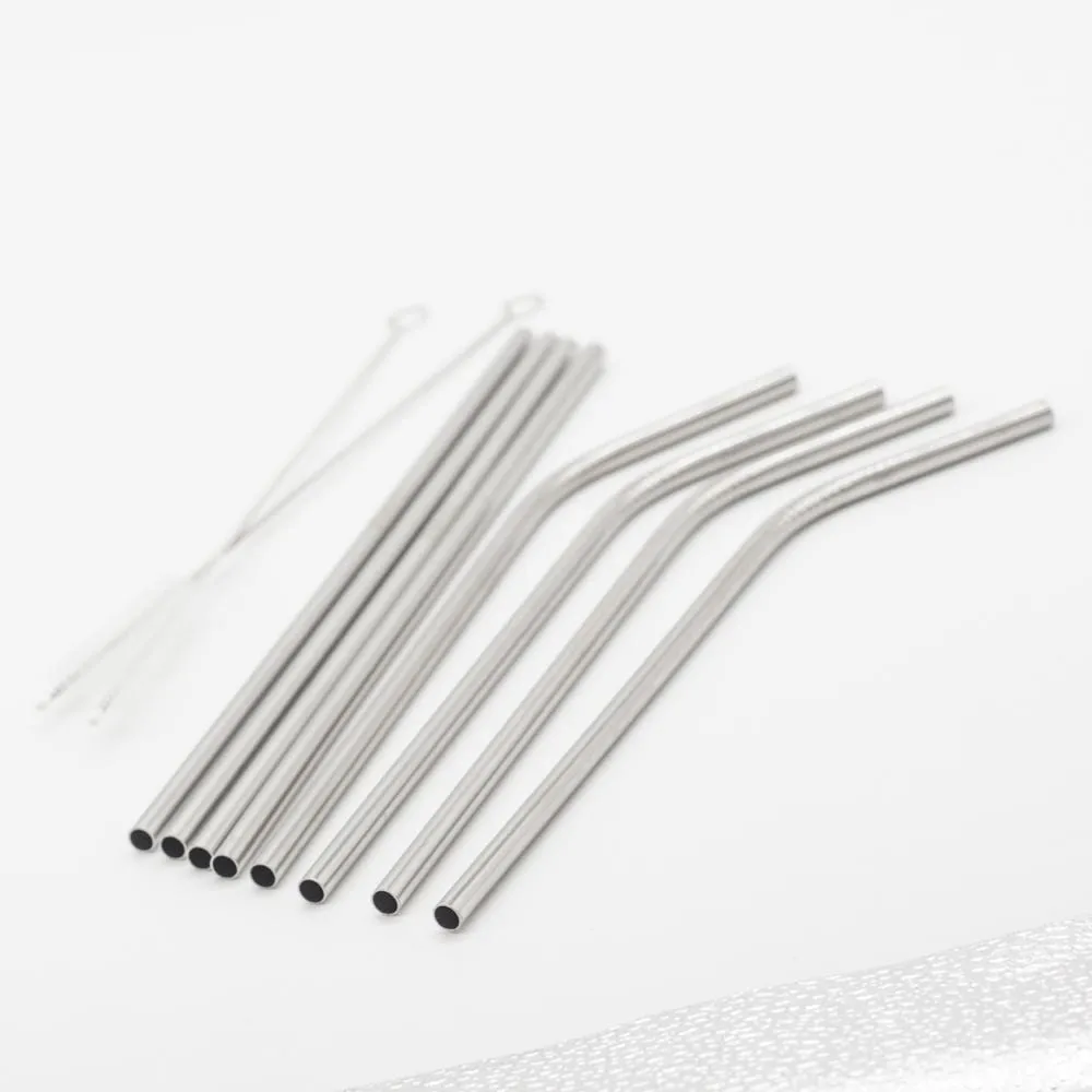 Metal Drinking Straws - Silver (8 Pack)