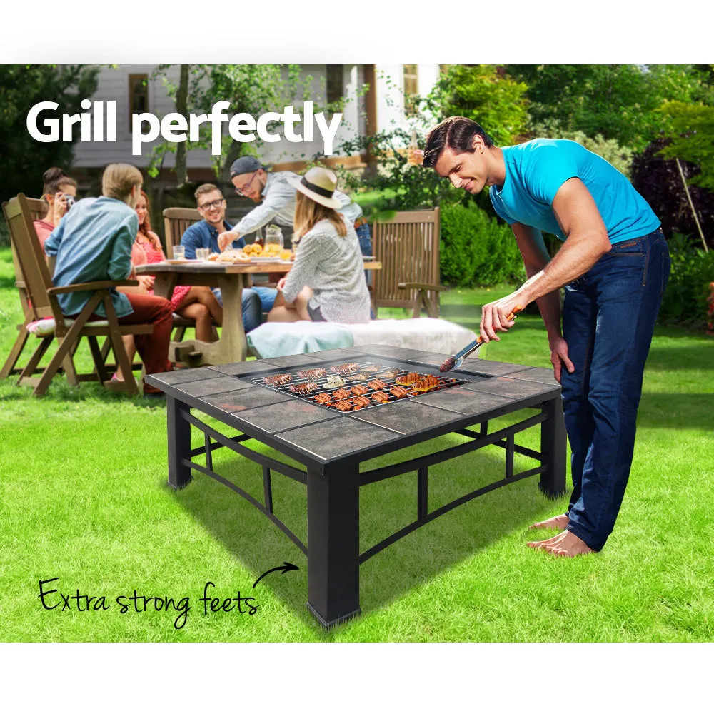 Outdoor Fire Pit BBQ Table Firepit Fireplace Barbeque Grill Smoker Table Ice Pits