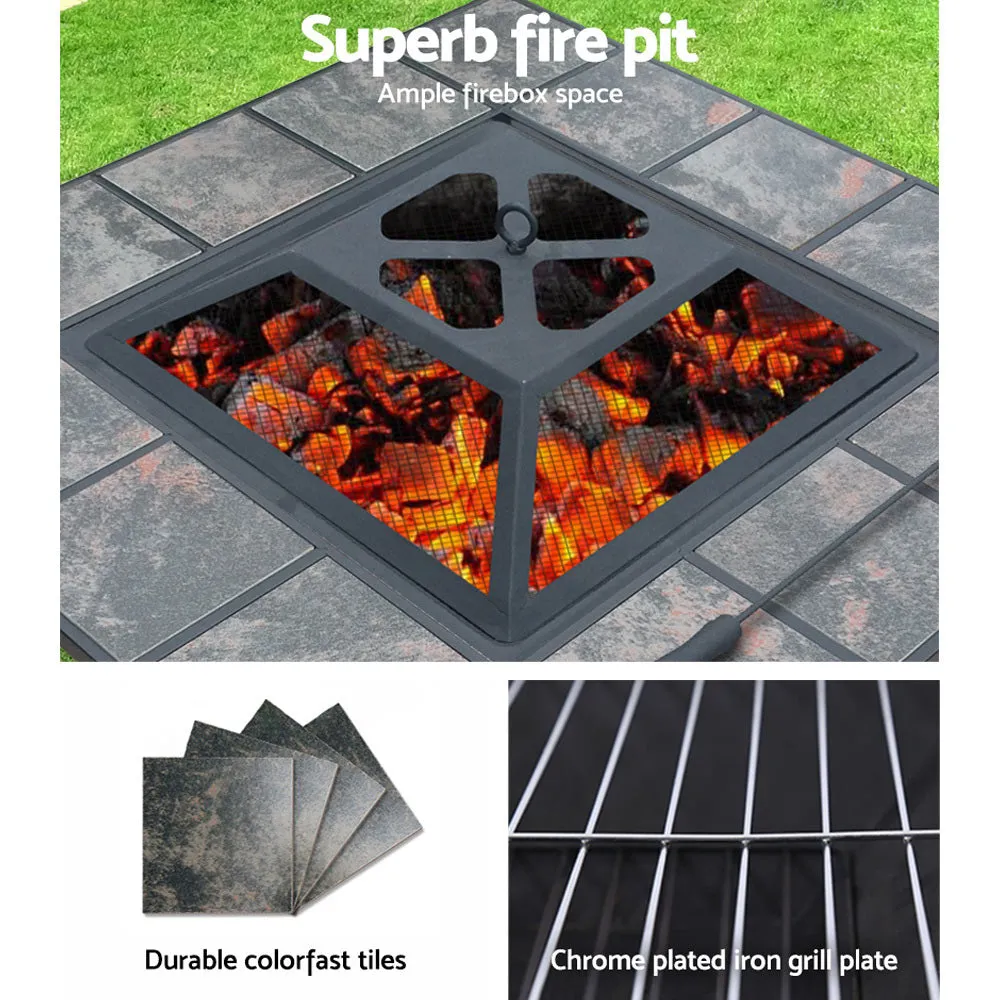 Outdoor Fire Pit BBQ Table Firepit Fireplace Barbeque Grill Smoker Table Ice Pits