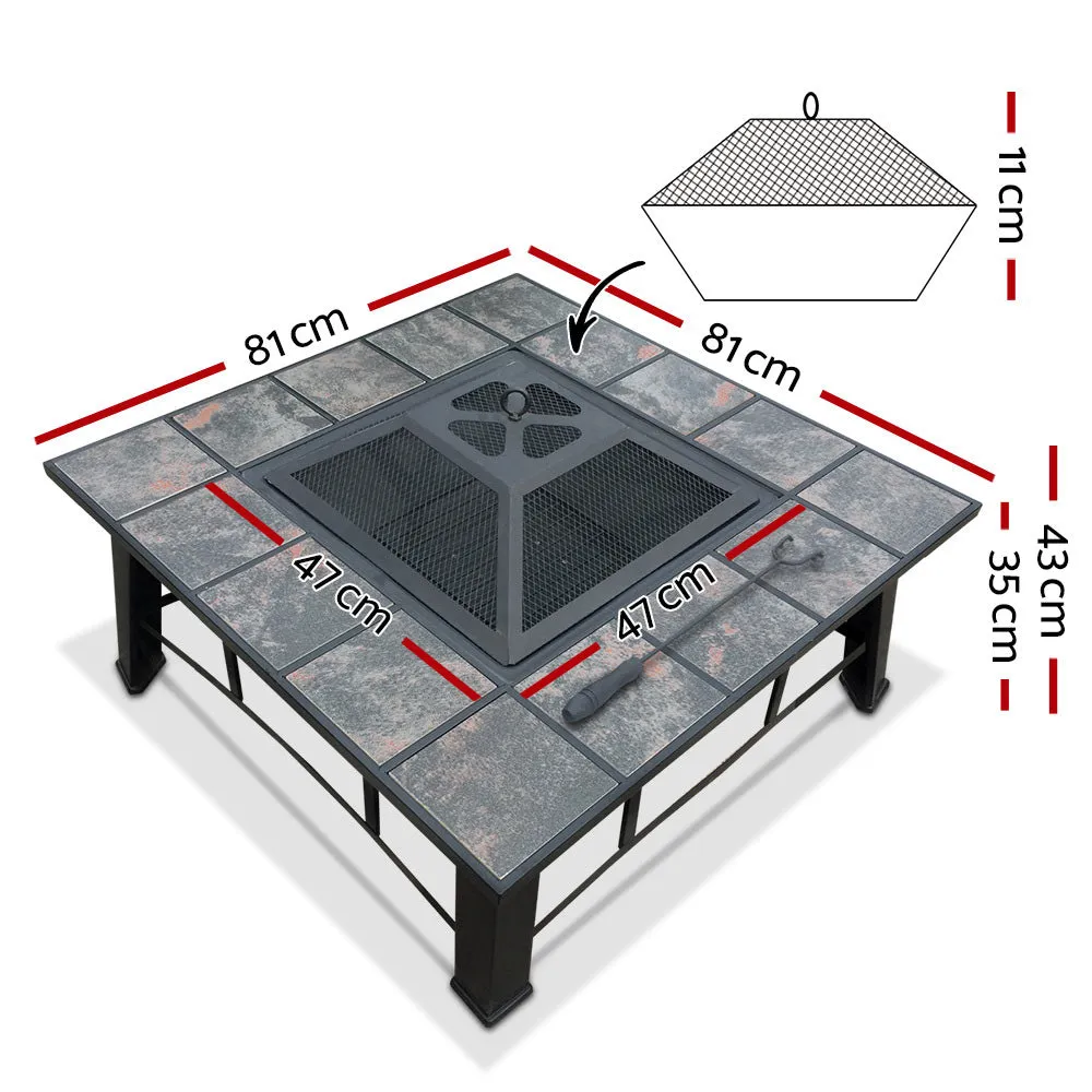 Outdoor Fire Pit BBQ Table Firepit Fireplace Barbeque Grill Smoker Table Ice Pits