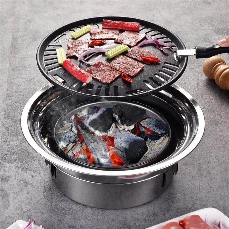 Portable Korean Style Stainless Steel Charcoal Camping Grill