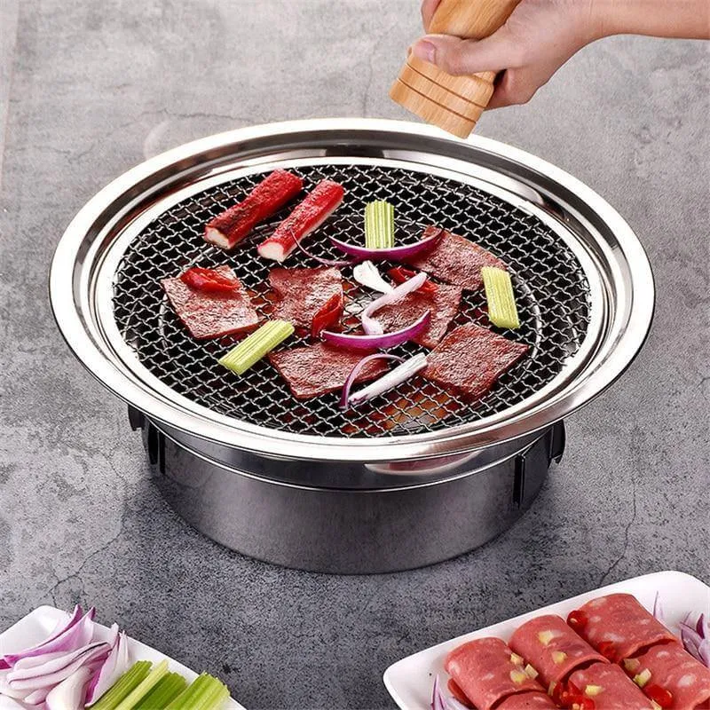 Portable Korean Style Stainless Steel Charcoal Camping Grill