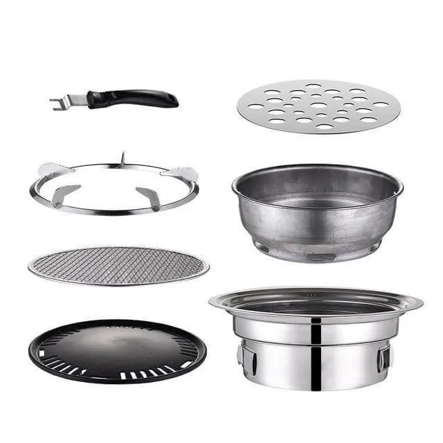 Portable Korean Style Stainless Steel Charcoal Camping Grill