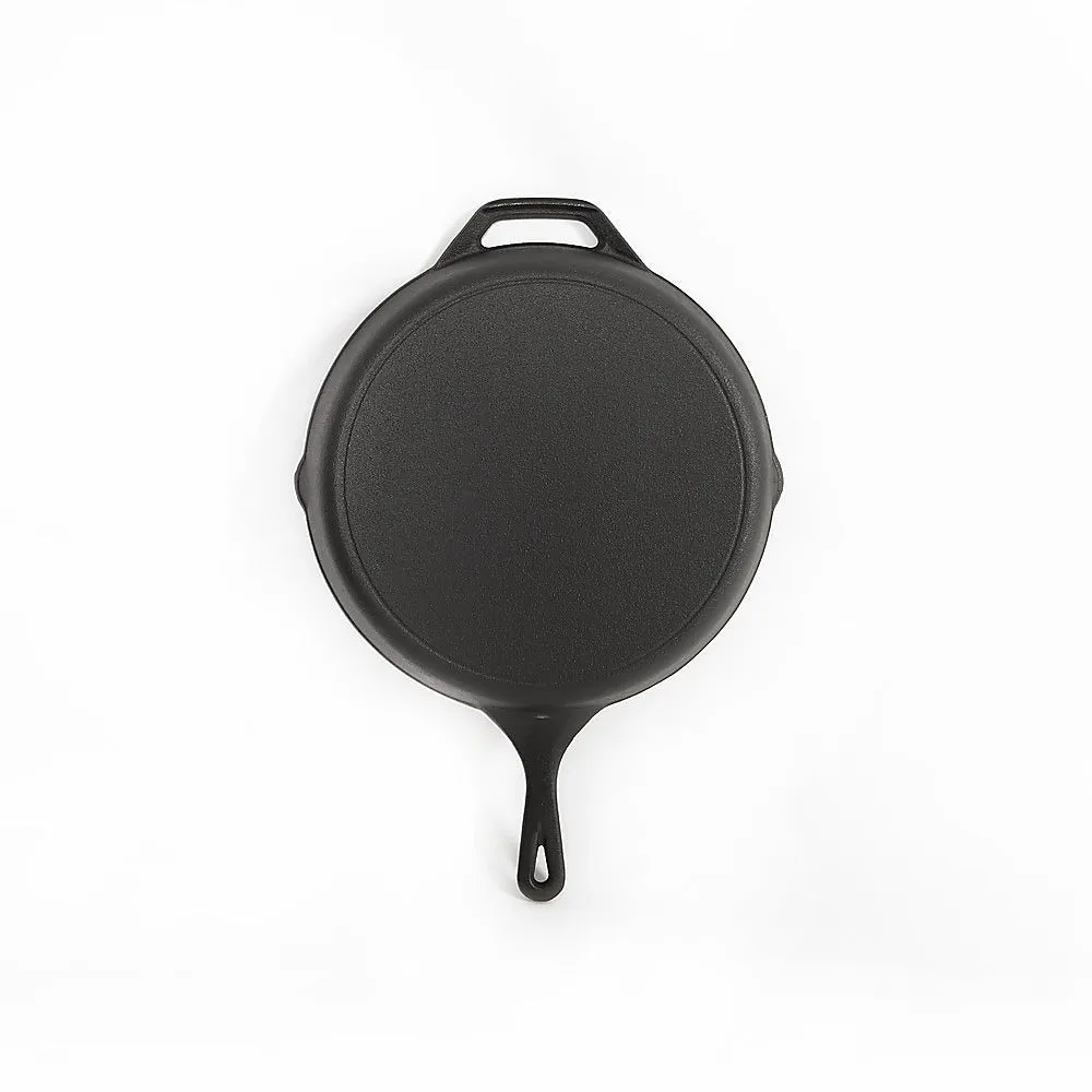 Pre-Seasoned Cast Iron Non-Stick Skillet with Pour Spouts - 30cm