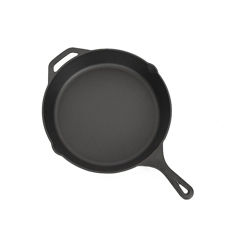 Pre-Seasoned Cast Iron Non-Stick Skillet with Pour Spouts - 30cm