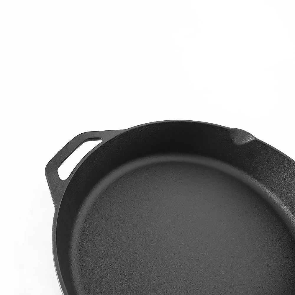 Pre-Seasoned Cast Iron Non-Stick Skillet with Pour Spouts - 30cm