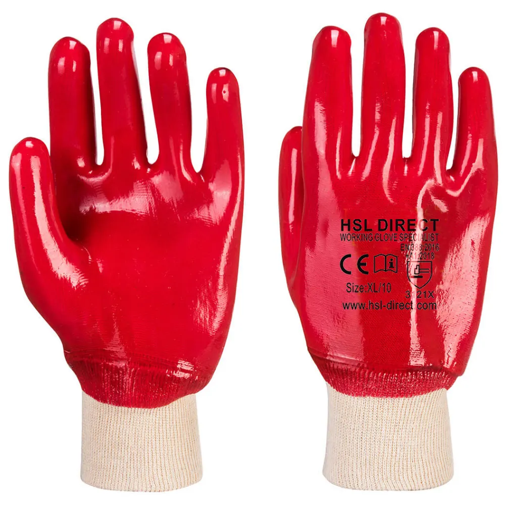 PVC Knit Wrist Gloves - Red