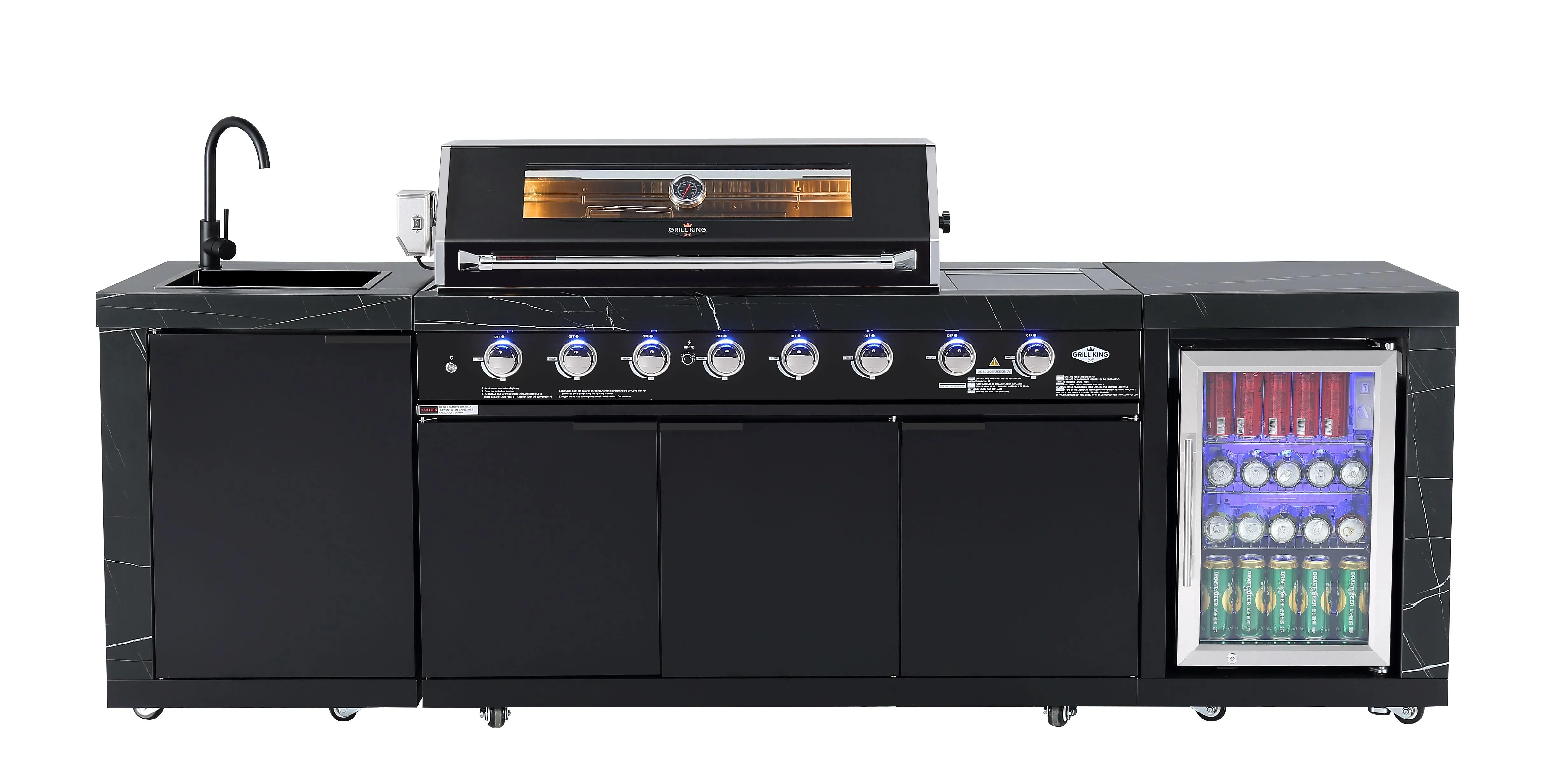 Rockpool Black 6B   21” Kamado Smoker : Designer Outdoor Kitchen BBQ Package Inc Wok Burner, Fridge, Sink, Rotisserie & BBQ Covers