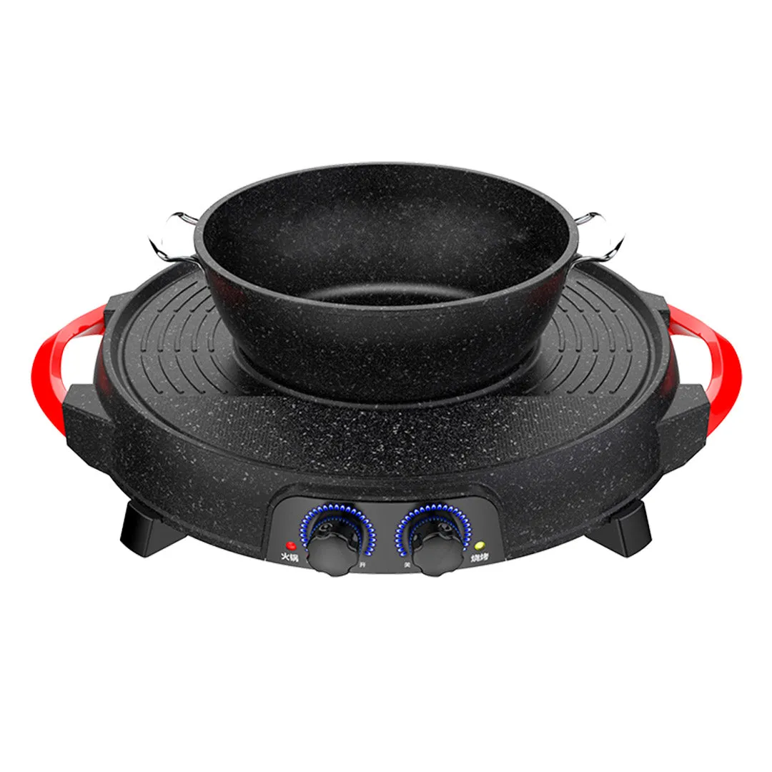 SOGA 2 in 1 Electric Stone Coated Teppanyaki Grill Plate Steamboat Hotpot