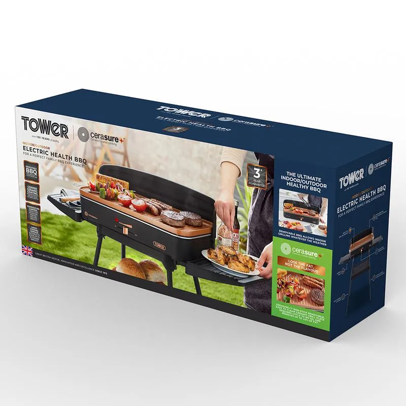 Tower T14028COP 2200W Indoor And Outdoor Electric BBQ Grill Copper