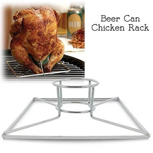 Yukon Glory 2 Piece BBQ Basket And Chicken Rack Set, 12oz Beer Can Holder, Non Stick Grill Work