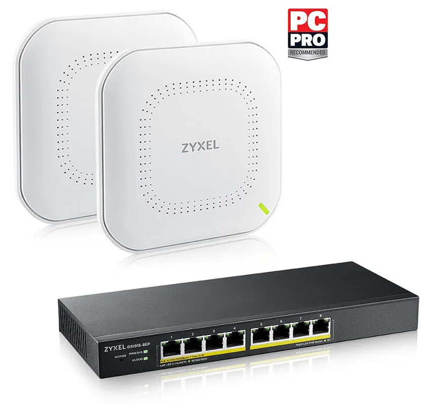 Zyxel Gs1915 Netzwerk Starter Kit Gs1915-8Ep 1X   Nwa90 2X - Starter Kit - Switch - 2X Wifi 6 Access Points & 8-Port Poe